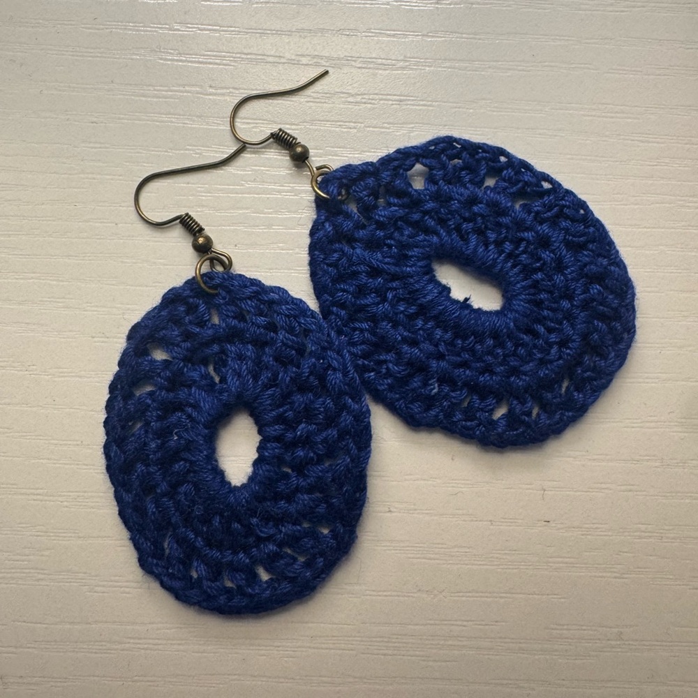 Handcrafted Blue Crochet Earrings